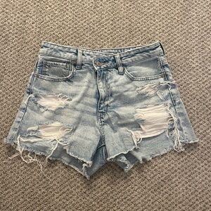 American Eagle Outfitters Light Blue Distressed Jean Shorts